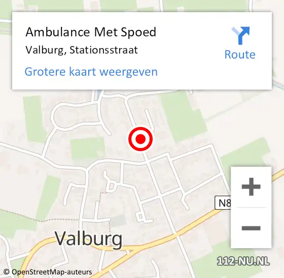 Locatie op kaart van de 112 melding: Ambulance Met Spoed Naar Valburg, Stationsstraat op 19 juli 2021 14:11