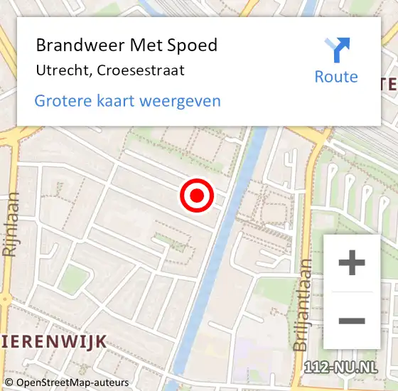 Locatie op kaart van de 112 melding: Brandweer Met Spoed Naar Utrecht, Croesestraat op 19 juli 2021 14:27