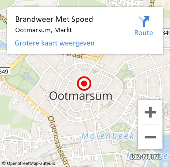 Locatie op kaart van de 112 melding: Brandweer Met Spoed Naar Ootmarsum, Markt op 19 juli 2021 14:38