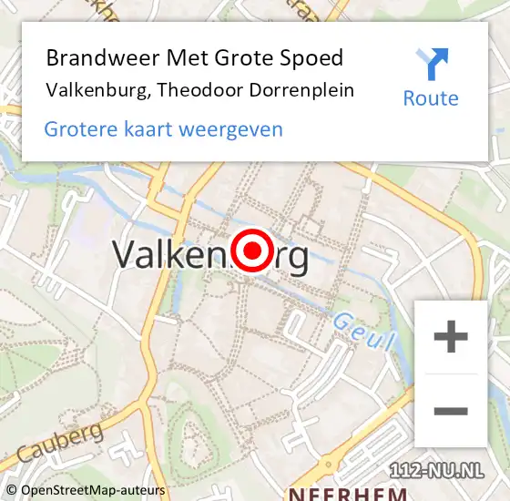 Locatie op kaart van de 112 melding: Brandweer Met Grote Spoed Naar Valkenburg, Theodoor Dorrenplein op 19 juli 2021 14:48