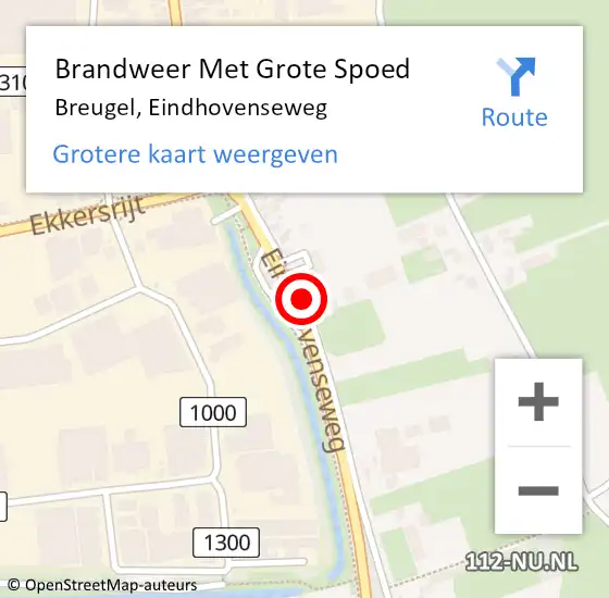 Locatie op kaart van de 112 melding: Brandweer Met Grote Spoed Naar Breugel, Eindhovenseweg op 19 juli 2021 14:50