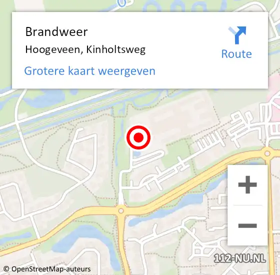 Locatie op kaart van de 112 melding: Brandweer Hoogeveen, Kinholtsweg op 19 juli 2021 14:56