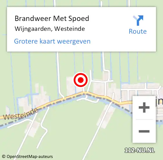 Locatie op kaart van de 112 melding: Brandweer Met Spoed Naar Wijngaarden, Westeinde op 19 juli 2021 15:00