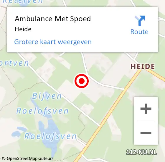 Locatie op kaart van de 112 melding: Ambulance Met Spoed Naar Heide op 19 juli 2021 15:02