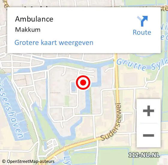 Locatie op kaart van de 112 melding: Ambulance Makkum op 19 juli 2021 15:31