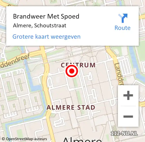 Locatie op kaart van de 112 melding: Brandweer Met Spoed Naar Almere, Schoutstraat op 19 juli 2021 15:48