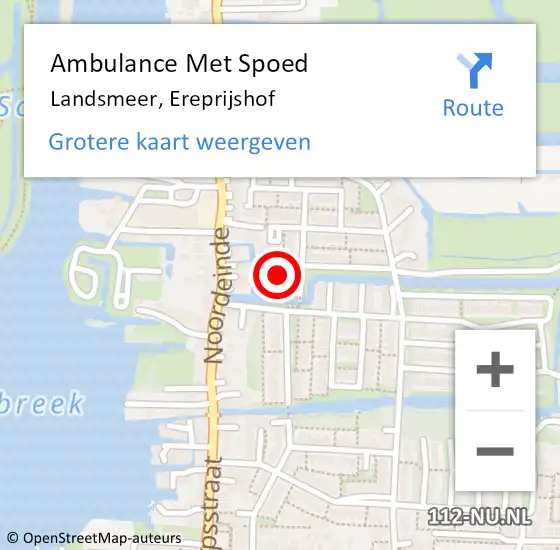 Locatie op kaart van de 112 melding: Ambulance Met Spoed Naar Landsmeer, Ereprijshof op 19 juli 2021 15:52