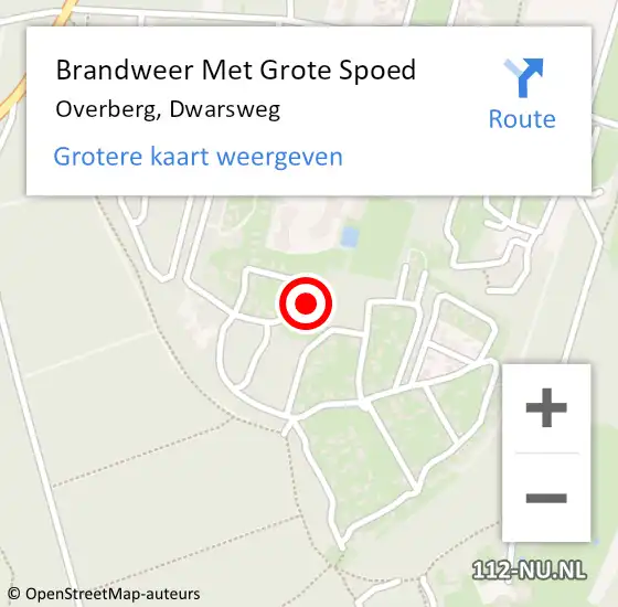 Locatie op kaart van de 112 melding: Brandweer Met Grote Spoed Naar Overberg, Dwarsweg op 19 juli 2021 15:57