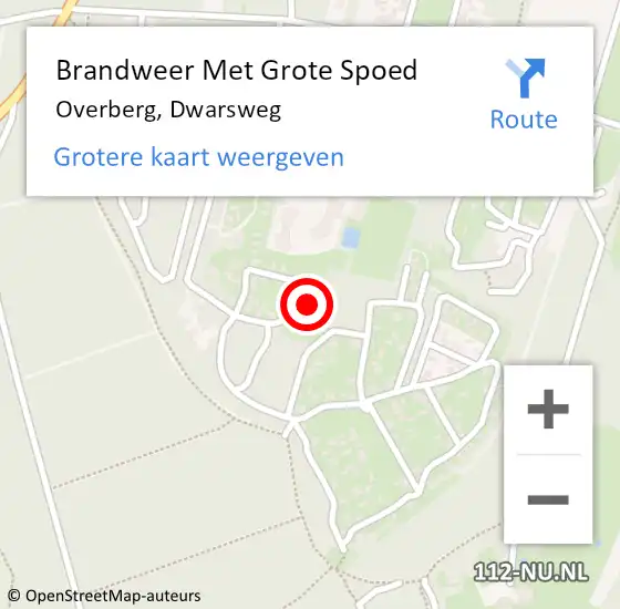 Locatie op kaart van de 112 melding: Brandweer Met Grote Spoed Naar Overberg, Dwarsweg op 19 juli 2021 16:00