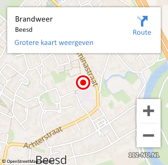 Locatie op kaart van de 112 melding: Brandweer Beesd op 19 juli 2021 16:19