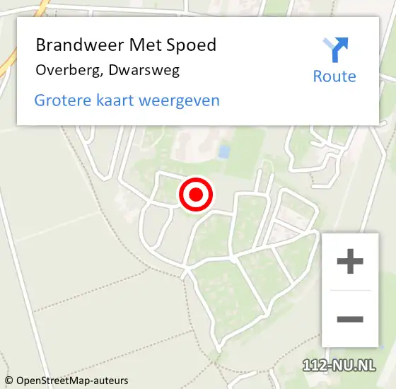 Locatie op kaart van de 112 melding: Brandweer Met Spoed Naar Overberg, Dwarsweg op 19 juli 2021 16:26