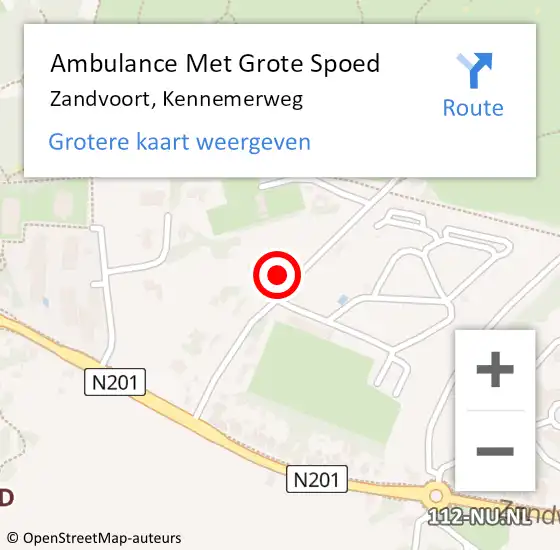 Locatie op kaart van de 112 melding: Ambulance Met Grote Spoed Naar Zandvoort, Kennemerweg op 19 juli 2021 16:29