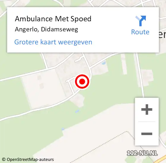 Locatie op kaart van de 112 melding: Ambulance Met Spoed Naar Angerlo, Didamseweg op 19 juli 2021 16:33