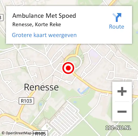 Locatie op kaart van de 112 melding: Ambulance Met Spoed Naar Renesse, Korte Reke op 17 juni 2014 01:07