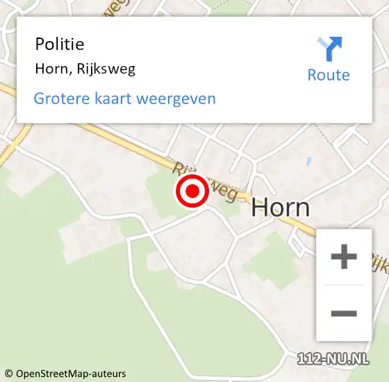 Locatie op kaart van de 112 melding: Politie Horn, Rijksweg op 19 juli 2021 16:55