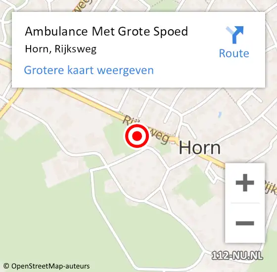 Locatie op kaart van de 112 melding: Ambulance Met Grote Spoed Naar Horn, Rijksweg op 19 juli 2021 16:56