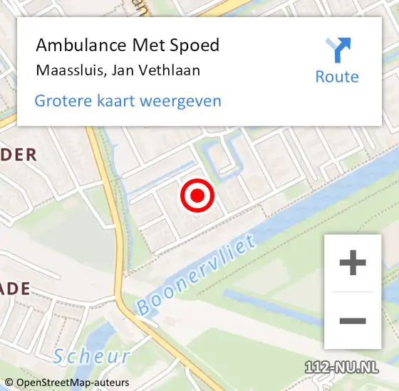Locatie op kaart van de 112 melding: Ambulance Met Spoed Naar Maassluis, Jan Vethlaan op 19 juli 2021 17:32