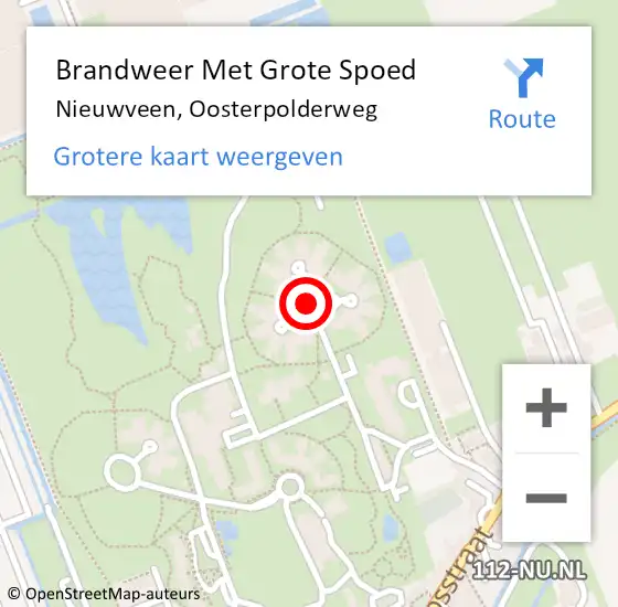 Locatie op kaart van de 112 melding: Brandweer Met Grote Spoed Naar Nieuwveen, Oosterpolderweg op 19 juli 2021 17:45