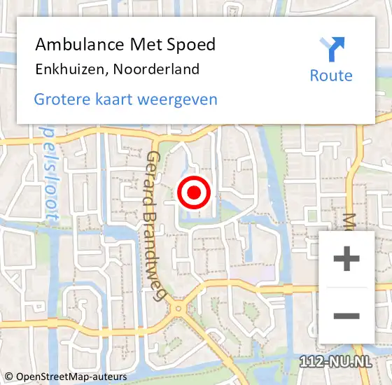 Locatie op kaart van de 112 melding: Ambulance Met Spoed Naar Enkhuizen, Noorderland op 19 juli 2021 19:11