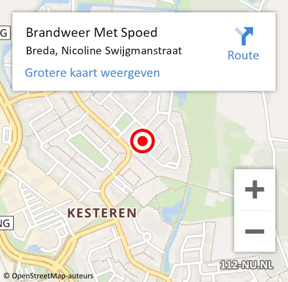 Locatie op kaart van de 112 melding: Brandweer Met Spoed Naar Breda, Nicoline Swijgmanstraat op 19 juli 2021 19:27