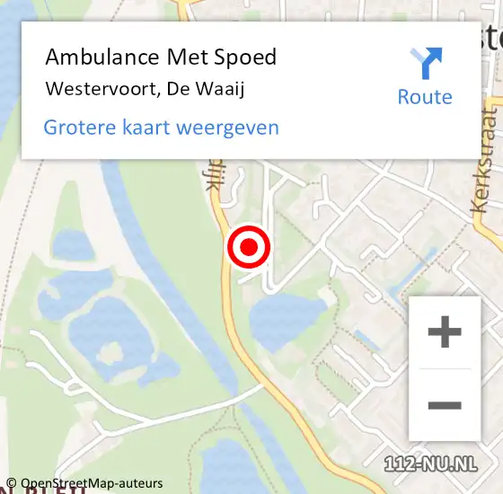 Locatie op kaart van de 112 melding: Ambulance Met Spoed Naar Westervoort, De Waaij op 19 juli 2021 19:51