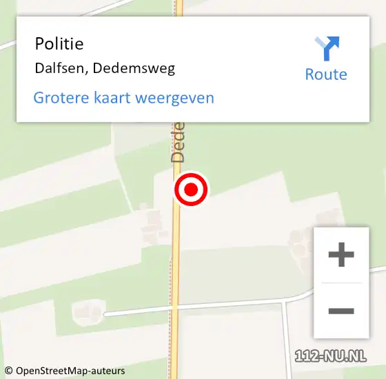 Locatie op kaart van de 112 melding: Politie Dalfsen, Dedemsweg op 19 juli 2021 20:05