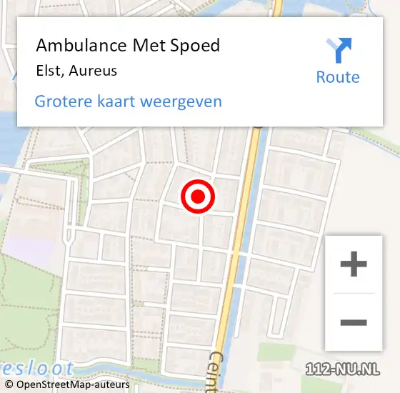 Locatie op kaart van de 112 melding: Ambulance Met Spoed Naar Elst, Aureus op 19 juli 2021 20:10