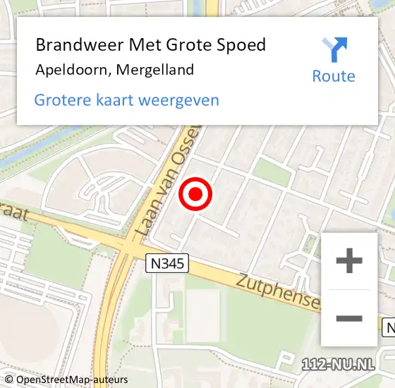 Locatie op kaart van de 112 melding: Brandweer Met Grote Spoed Naar Apeldoorn, Mergelland op 19 juli 2021 20:10