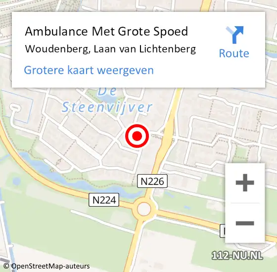 Locatie op kaart van de 112 melding: Ambulance Met Grote Spoed Naar Woudenberg, Laan van Lichtenberg op 17 juni 2014 02:00