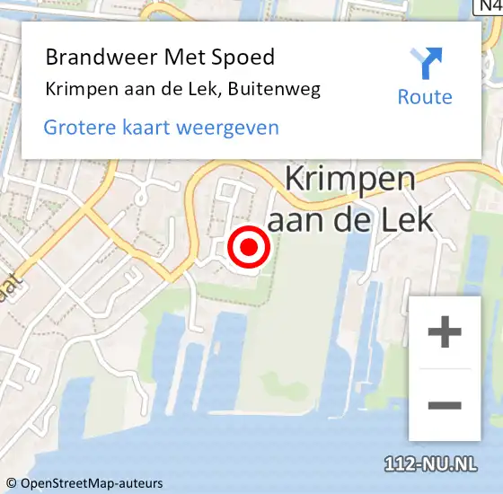 Locatie op kaart van de 112 melding: Brandweer Met Spoed Naar Krimpen aan de Lek, Buitenweg op 19 juli 2021 20:32