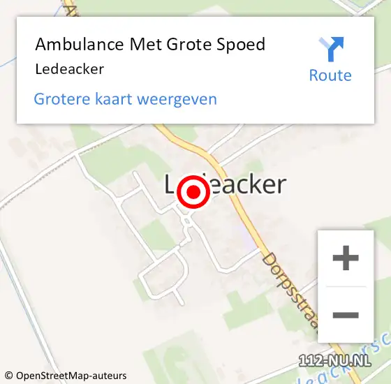 Locatie op kaart van de 112 melding: Ambulance Met Grote Spoed Naar Ledeacker op 19 juli 2021 20:41