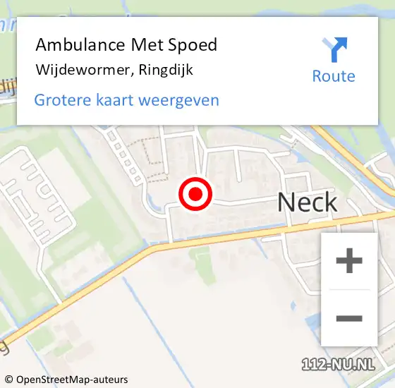 Locatie op kaart van de 112 melding: Ambulance Met Spoed Naar Wijdewormer, Ringdijk op 19 juli 2021 21:43