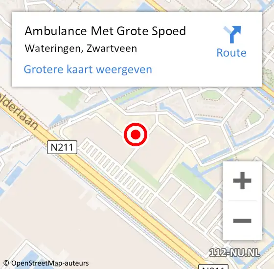 Locatie op kaart van de 112 melding: Ambulance Met Grote Spoed Naar Wateringen, Zwartveen op 19 juli 2021 21:45