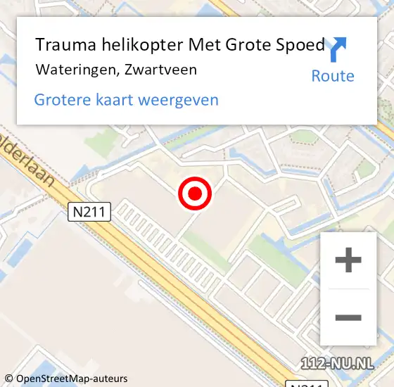 Locatie op kaart van de 112 melding: Trauma helikopter Met Grote Spoed Naar Wateringen, Zwartveen op 19 juli 2021 21:45