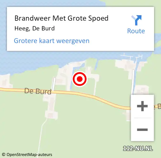 Locatie op kaart van de 112 melding: Brandweer Met Grote Spoed Naar Heeg, De Burd op 19 juli 2021 22:09