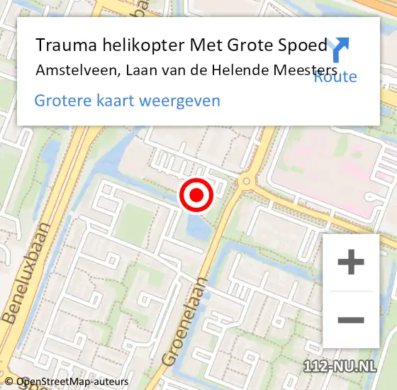 Locatie op kaart van de 112 melding: Trauma helikopter Met Grote Spoed Naar Amstelveen, Laan van de Helende Meesters op 19 juli 2021 22:12