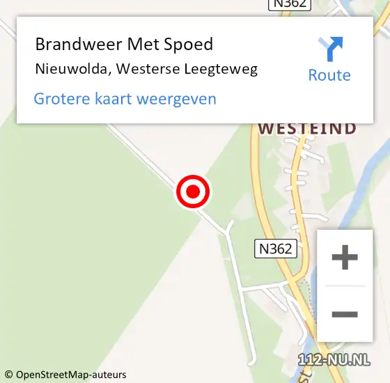 Locatie op kaart van de 112 melding: Brandweer Met Spoed Naar Nieuwolda, Westerse Leegteweg op 19 juli 2021 22:13