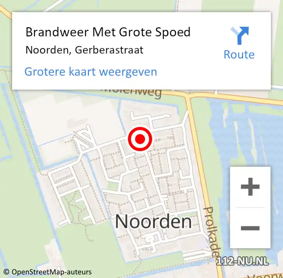 Locatie op kaart van de 112 melding: Brandweer Met Grote Spoed Naar Noorden, Gerberastraat op 19 juli 2021 22:51