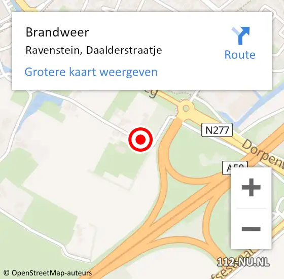 Locatie op kaart van de 112 melding: Brandweer Ravenstein, Daalderstraatje op 17 juni 2014 03:02