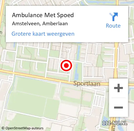 Locatie op kaart van de 112 melding: Ambulance Met Spoed Naar Amstelveen, Amberlaan op 19 juli 2021 22:57