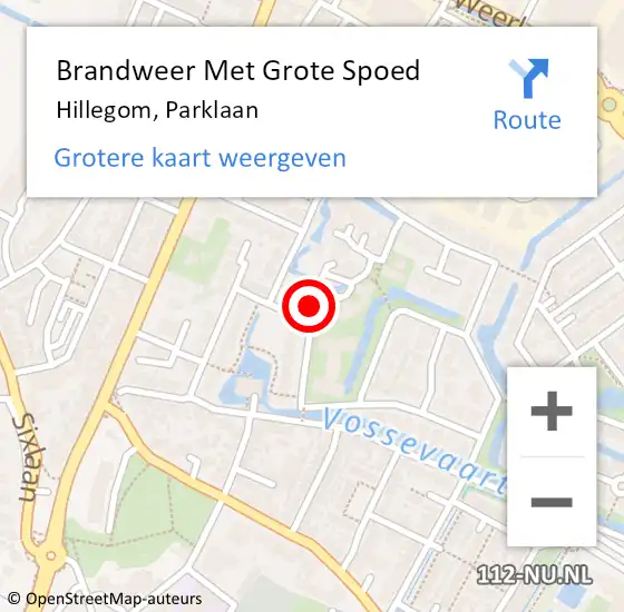 Locatie op kaart van de 112 melding: Brandweer Met Grote Spoed Naar Hillegom, Parklaan op 19 juli 2021 23:00