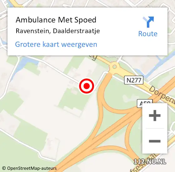 Locatie op kaart van de 112 melding: Ambulance Met Spoed Naar Ravenstein, Daalderstraatje op 17 juni 2014 03:06