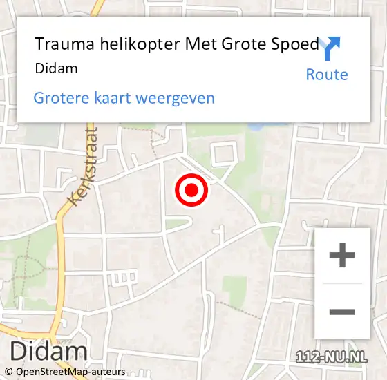 Locatie op kaart van de 112 melding: Trauma helikopter Met Grote Spoed Naar Didam op 19 juli 2021 23:20