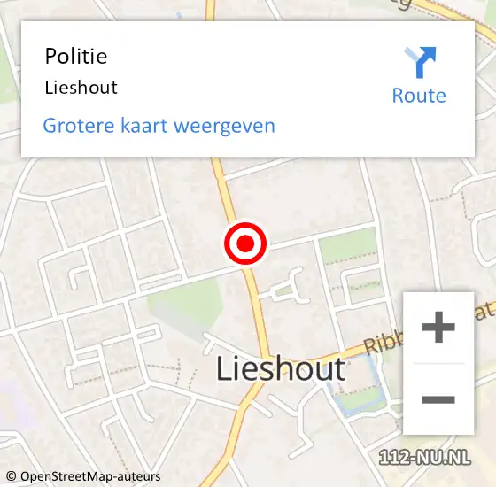 Locatie op kaart van de 112 melding: Politie Lieshout op 19 juli 2021 23:36