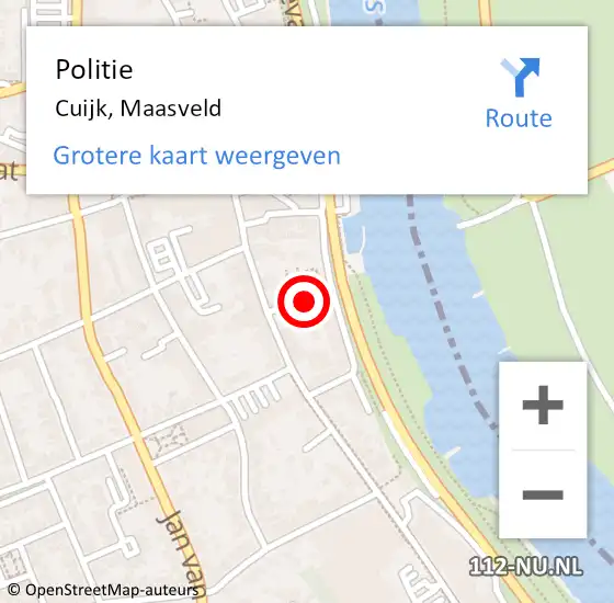 Locatie op kaart van de 112 melding: Politie Cuijk, Maasveld op 19 juli 2021 23:49