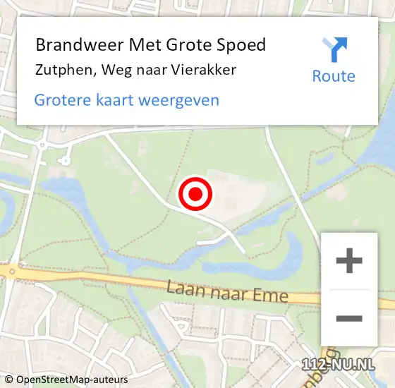 Locatie op kaart van de 112 melding: Brandweer Met Grote Spoed Naar Zutphen, Weg naar Vierakker op 20 juli 2021 00:02