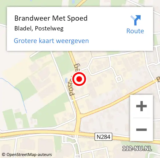Locatie op kaart van de 112 melding: Brandweer Met Spoed Naar Bladel, Postelweg op 20 juli 2021 00:42