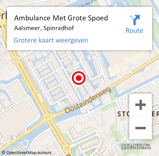 Locatie op kaart van de 112 melding: Ambulance Met Grote Spoed Naar Aalsmeer, Spinradhof op 20 juli 2021 00:45