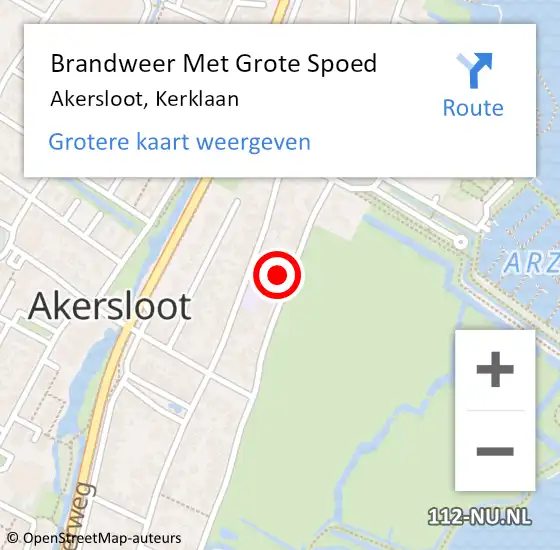 Locatie op kaart van de 112 melding: Brandweer Met Grote Spoed Naar Akersloot, Kerklaan op 20 juli 2021 02:23