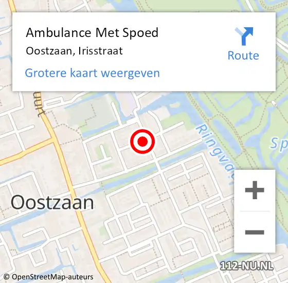 Locatie op kaart van de 112 melding: Ambulance Met Spoed Naar Oostzaan, Irisstraat op 20 juli 2021 02:53